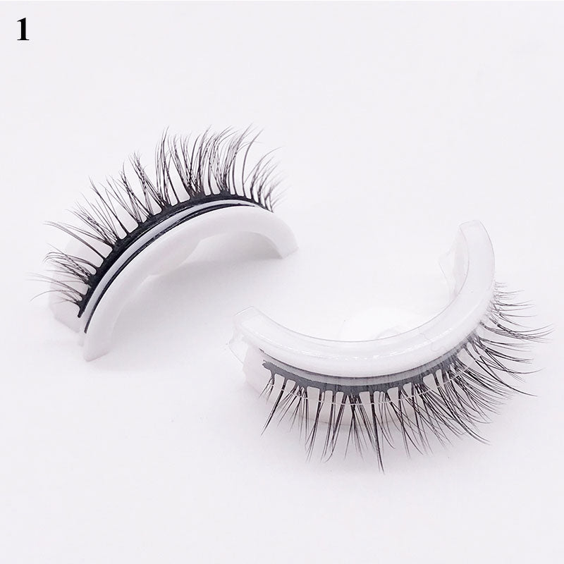 1 pair Self-adhesive False Eyelashes Glue Free 3D Strip Reusable Lashes Extension 3 Seconds To Wear Faux Mink Eyelash