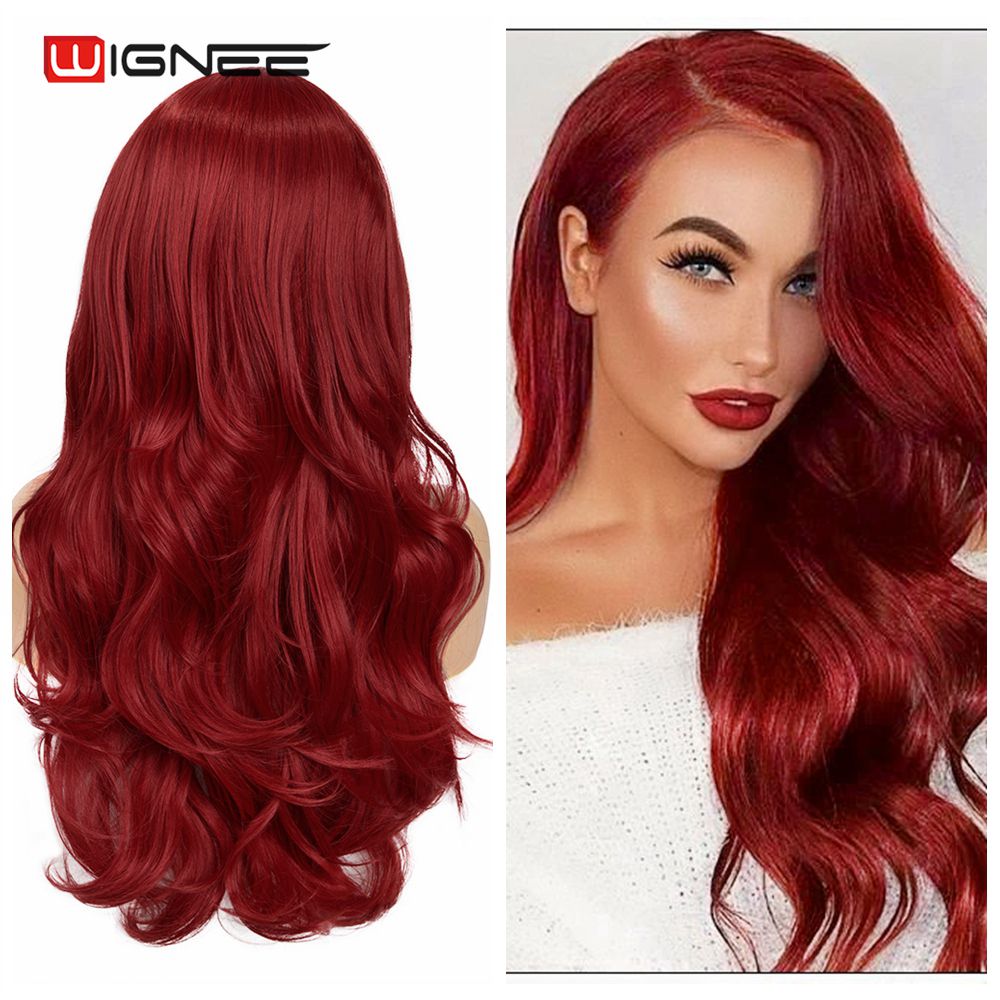 Long Wavy Synthetic Wigs Heat Resistant Middle Part Mix Blue Cosplay Hair For Women African American Natural Party Wigs