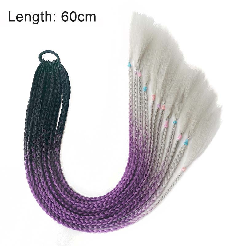 Hair Color Gradient Dirty Braided Ponytail Elastic Hair Band Rubber Headband 60cm
