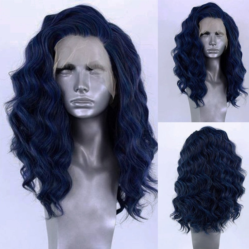 Synthetic Lace Front Wigs Short Bob Wig for Women Silver Brown Pink Blue Color Cosplay Short Wig