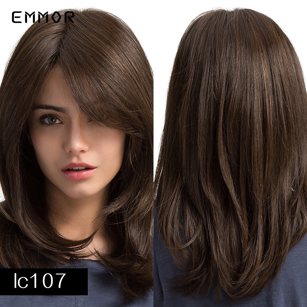 Synthetic Women Long Wavy Wigs Brown with Blonde Wigs Natural Wavy Heat Resistant Wig for Women Wigs