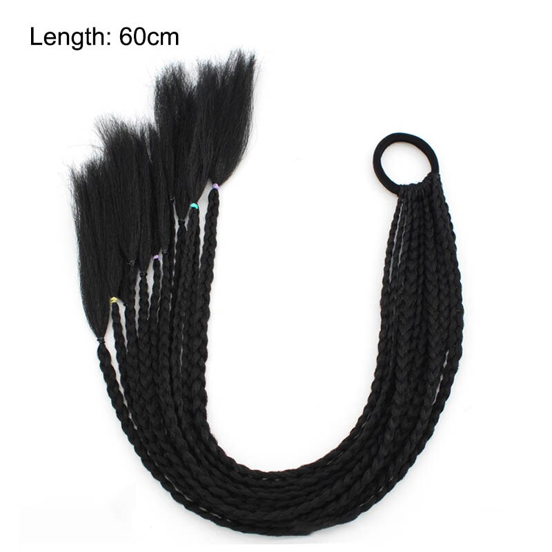 Hair Color Gradient Dirty Braided Ponytail Elastic Hair Band Rubber Headband 60cm