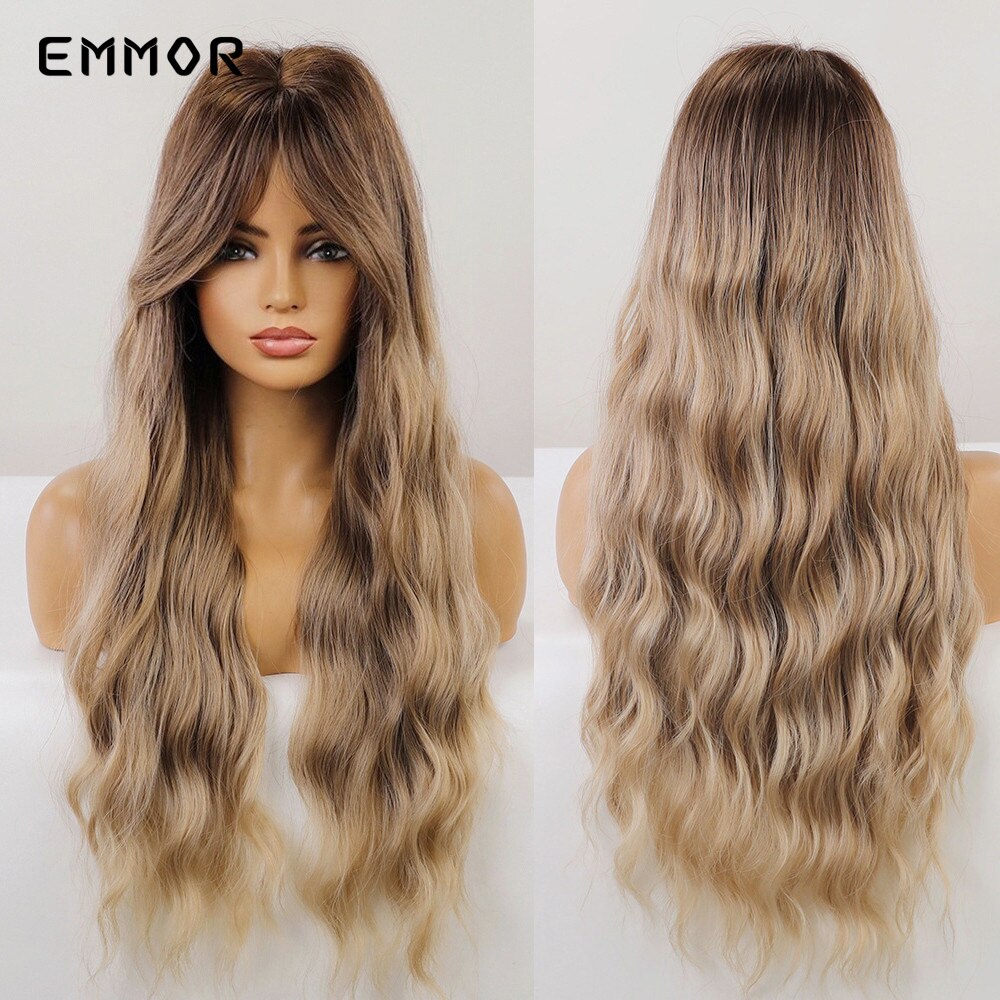 Synthetic Purple Wigs for Women Cosplay Party Lolita Wigs Bangs High Temperature Fiber  Natural  Long Body Wave Hair Wigs