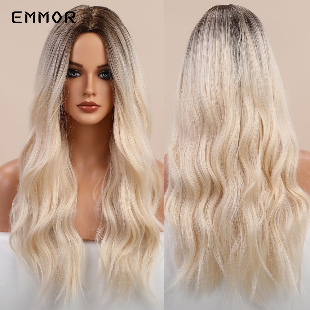 Synthetic Wigs Long Wavy Blonde Natural Hair Wigs for Women Cosplay Wigs Heat Resistant Fiber Hair Wig