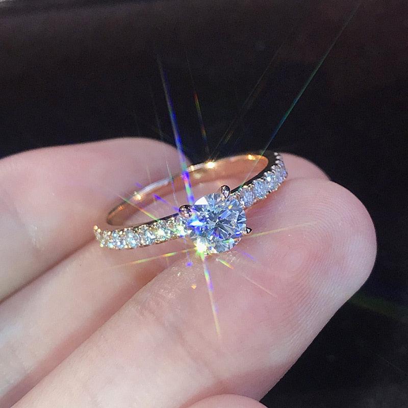 Claws Design Crystal Zircon Engagement Rings Wedding Jewelry Accessories