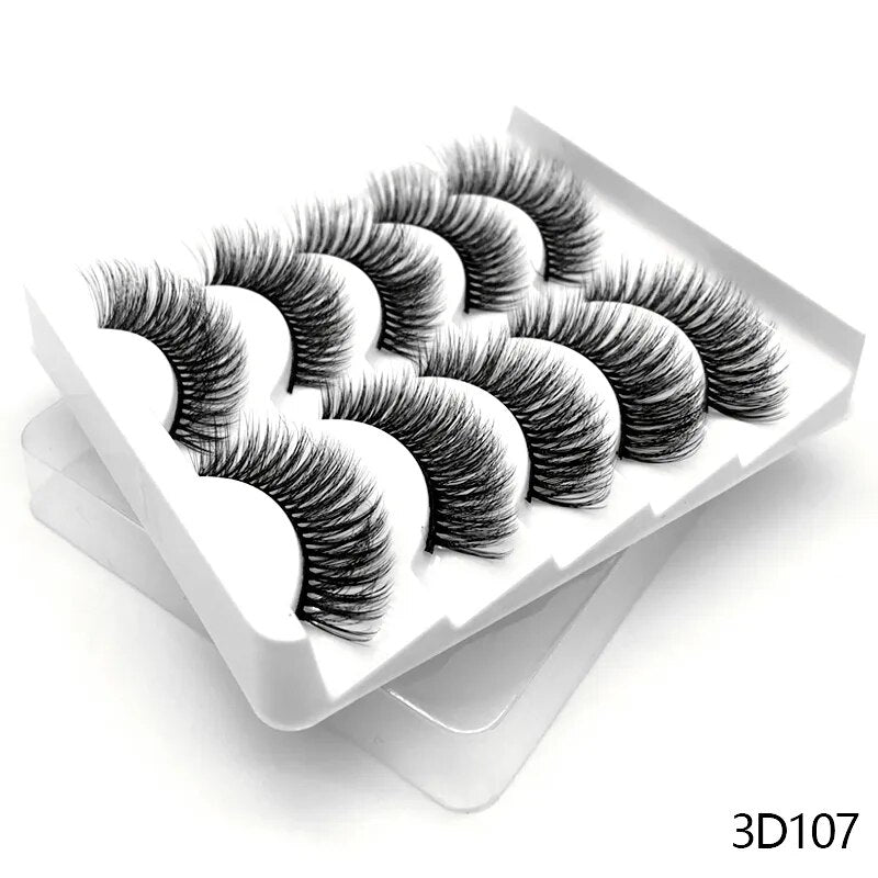 3D Mink Lashes 2/5/8 Pairs Natural False Eyelashes Fluffy Soft Wispy Volume Dramatic Long Cross Eyelash Extension