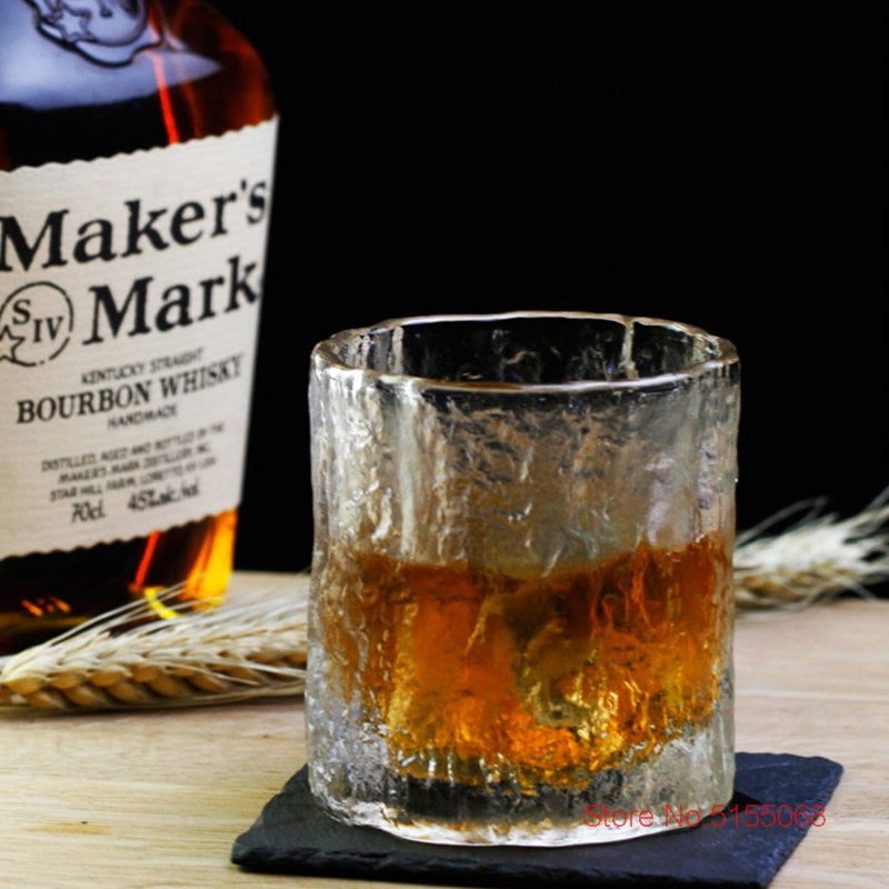 Japanese Glacier Old Fashioned Glass Whisky Cup Crystal Frost Design Scotch Whiskey Tumblers Thick Heavy Rock Wineglass Beer Mug