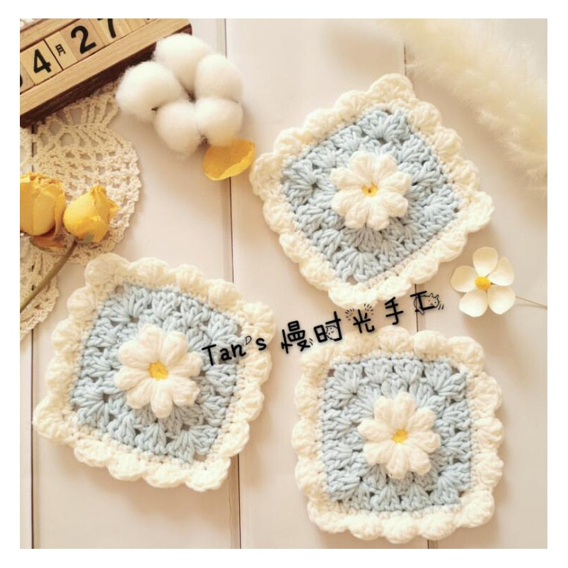 DIY  Crochet Granny Square Cup Coaster Placemat Pad Tea Mug Coffee Mat Kitchen Table Decor Wedding Gift