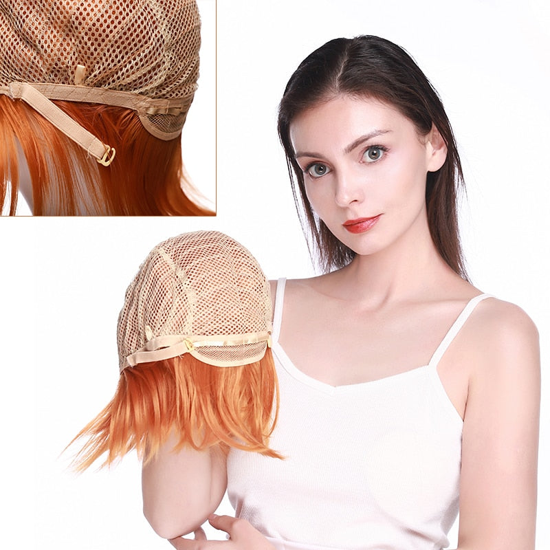 Synthetic Wig Cosplay Wig White Red Green Blue Pink Yellow Hair Short Layer Wig Fake Hair Extension Women Party Wig