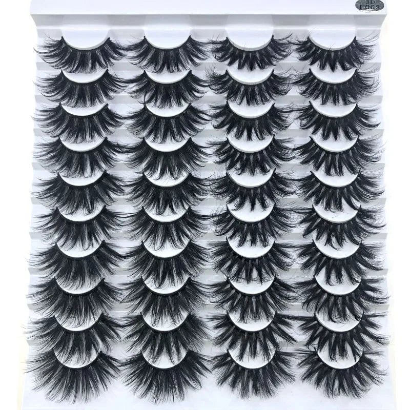 20 Pairs 18-25 mm 3d Mink Lashes Bulk Faux Thick Long Wispy Natural Mink Lashes Pack Short Natural False Eyelashes