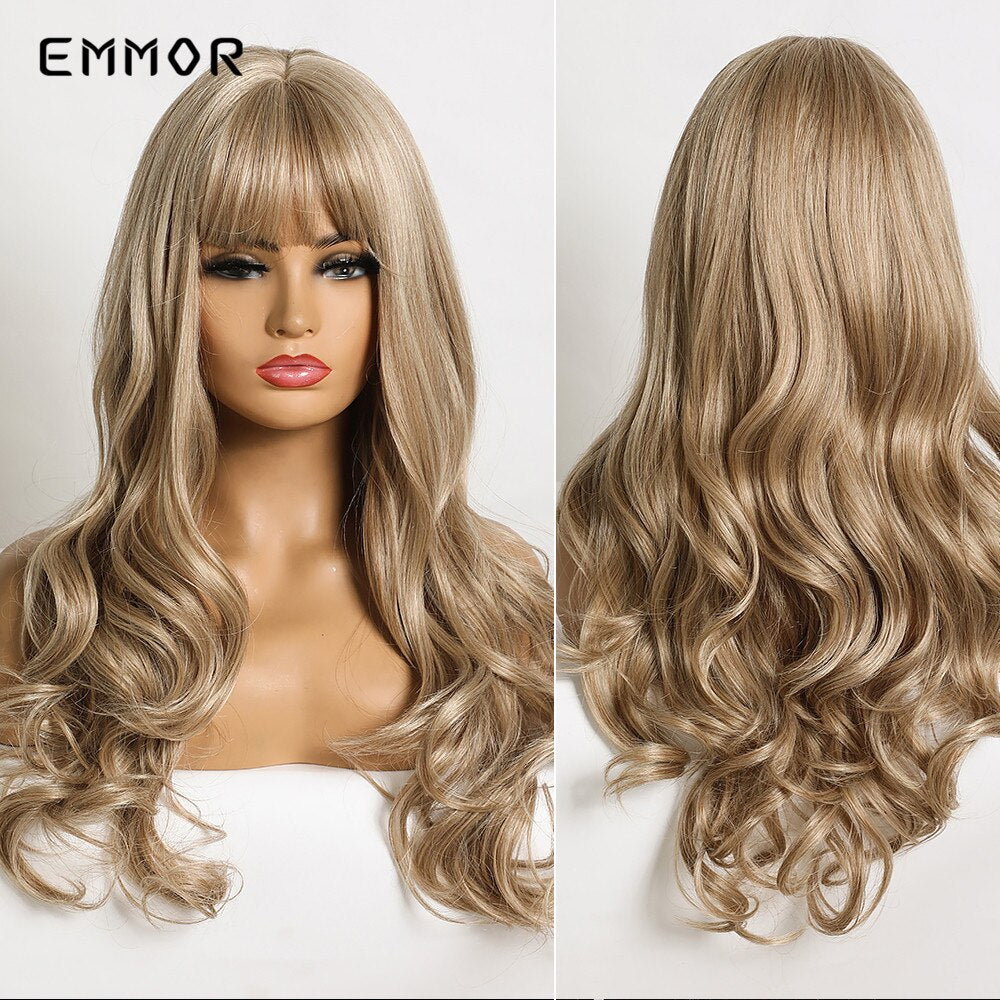 Synthetic Purple Wigs for Women Cosplay Party Lolita Wigs Bangs High Temperature Fiber  Natural  Long Body Wave Hair Wigs