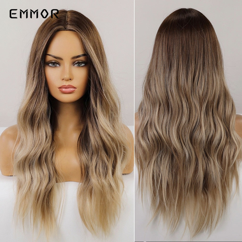 Synthetic Wigs Long Wavy Blonde Natural Hair Wigs for Women Cosplay Wigs Heat Resistant Fiber Hair Wig