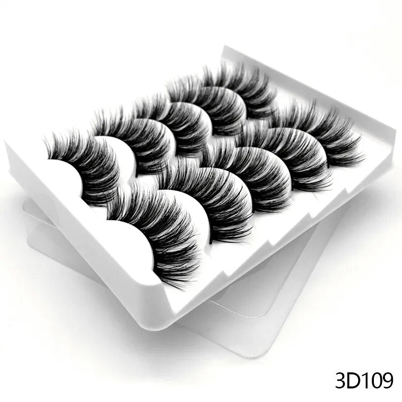 3D Mink Lashes 2/5/8 Pairs Natural False Eyelashes Fluffy Soft Wispy Volume Dramatic Long Cross Eyelash Extension