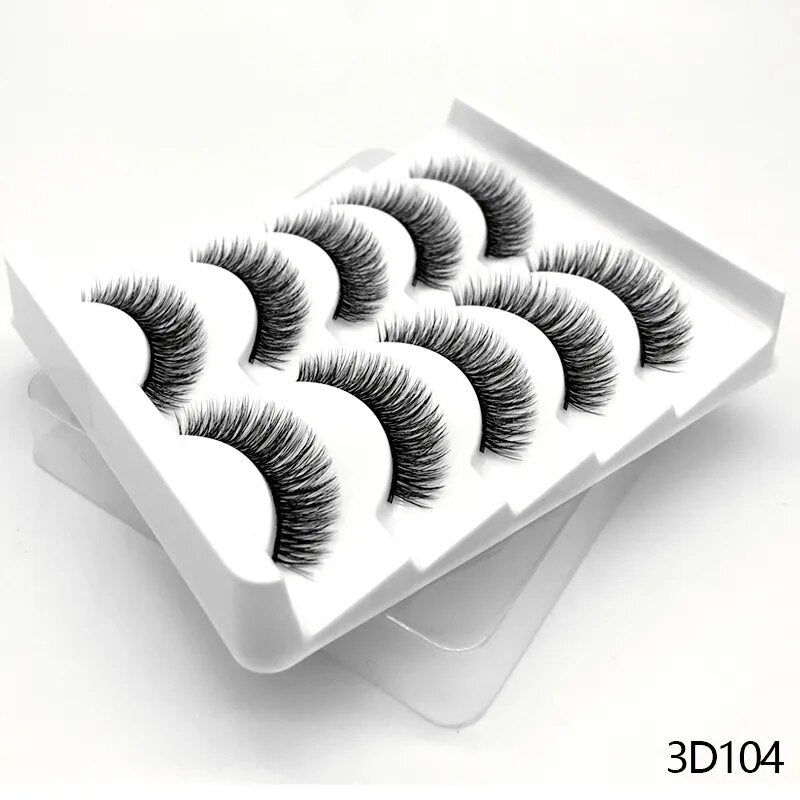 3D Mink Lashes 2/5/8 Pairs Natural False Eyelashes Fluffy Soft Wispy Volume Dramatic Long Cross Eyelash Extension