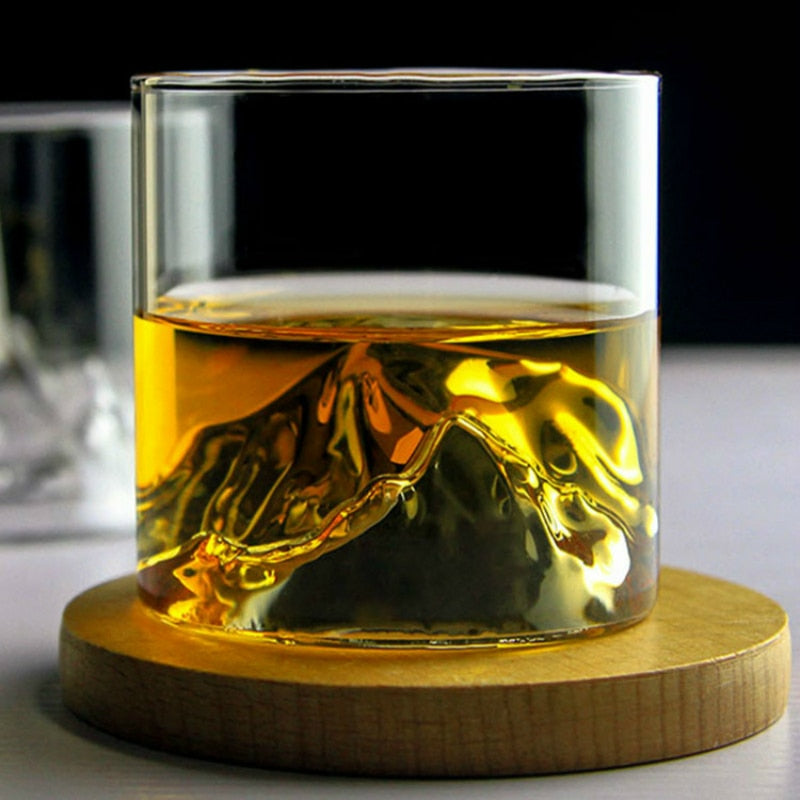 Niche Japanese Style Whisky Cup-Shallow Mountain Liqueur XO Wine Cup EDO Guanshan Fuji Artwork Wooden Box Whiskey Glass