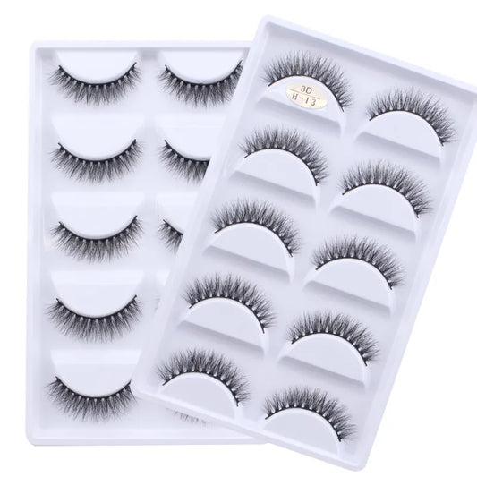 Full 5 Pairs one box 3D Mink Hair False Eyelashes Natural Thick Long Eye Lashes Wispy