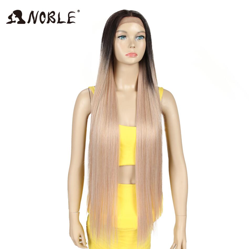 Noble Cosplay Wigs Long Straight Synthetic Lace Wig 38 Inch Pink Ombre Blonde Wig Synthetic Lace Wig