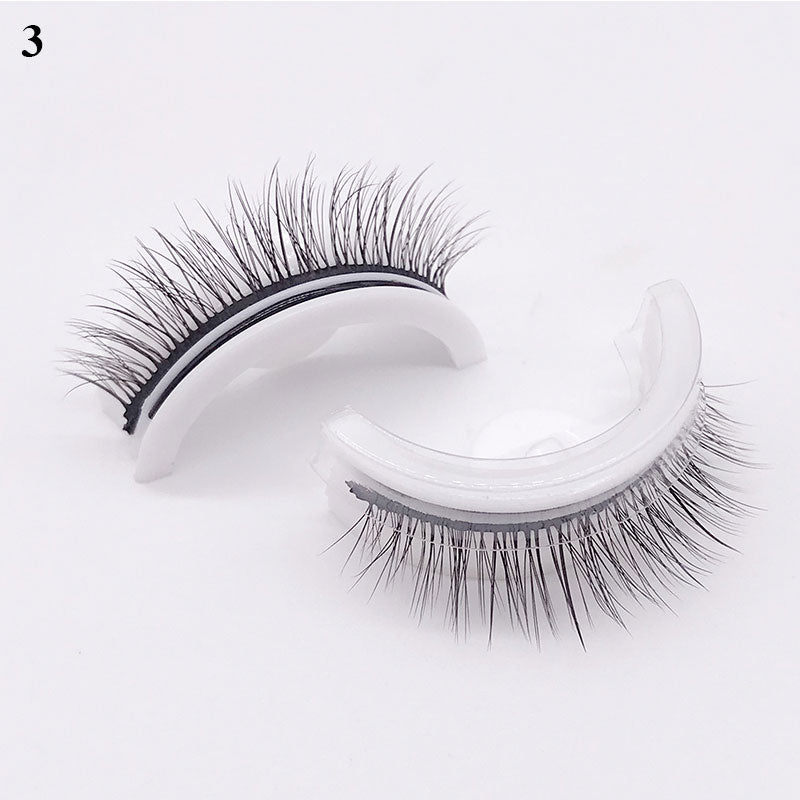 1 pair Self-adhesive False Eyelashes Glue Free 3D Strip Reusable Lashes Extension 3 Seconds To Wear Faux Mink Eyelash