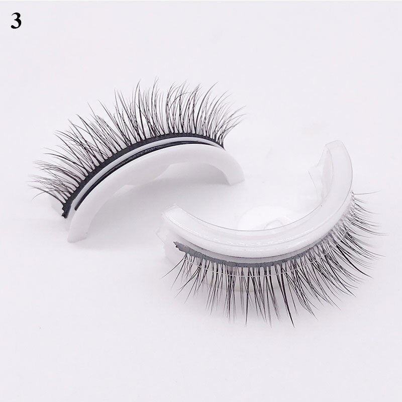 1 pair Self-adhesive False Eyelashes Glue Free 3D Strip Reusable Lashes Extension 3 Seconds To Wear Faux Mink Eyelash
