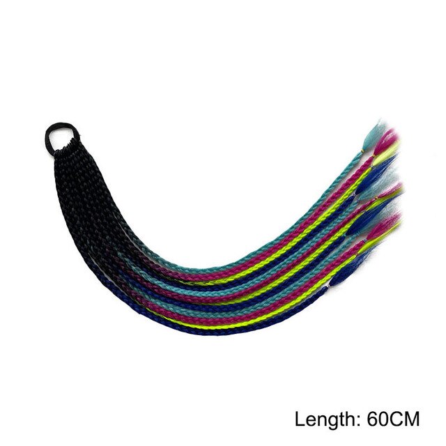 Hair Color Gradient Dirty Braided Ponytail Elastic Hair Band Rubber Headband 60cm