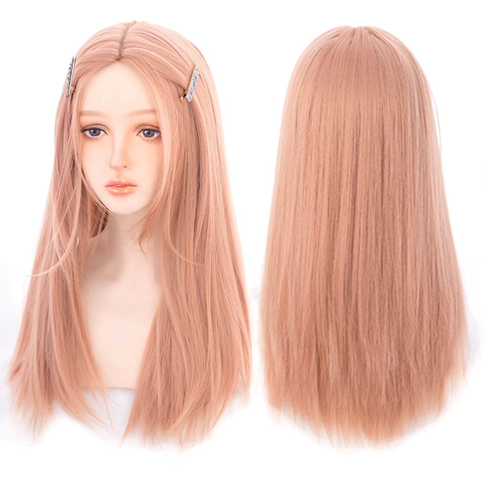 lolita wigs Long straight wigs lady gray blue high temperature resistant synthetic wig cosplay party natural wig