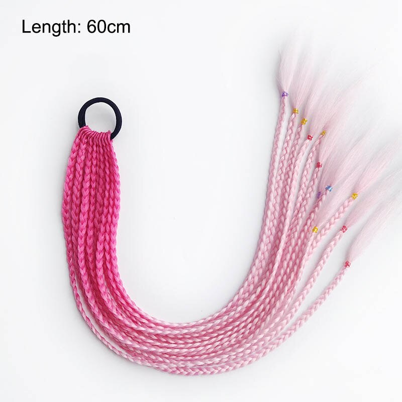 Hair Color Gradient Dirty Braided Ponytail Elastic Hair Band Rubber Headband 60cm