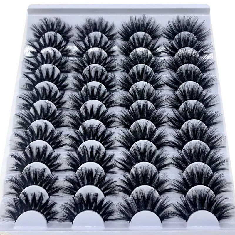 20 Pairs 18-25 mm 3d Mink Lashes Bulk Faux Thick Long Wispy Natural Mink Lashes Pack Short Natural False Eyelashes