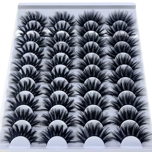 20 Pairs 18-25 mm 3d Mink Lashes Bulk Faux Thick Long Wispy Natural Mink Lashes Pack Short Natural False Eyelashes