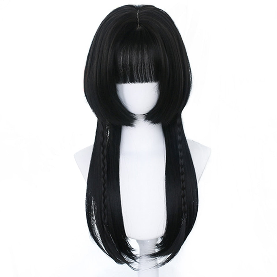 lolita wigs Long straight wigs lady gray blue high temperature resistant synthetic wig cosplay party natural wig