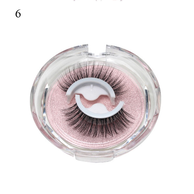 1 pair Self-adhesive False Eyelashes Glue Free 3D Strip Reusable Lashes Extension 3 Seconds To Wear Faux Mink Eyelash