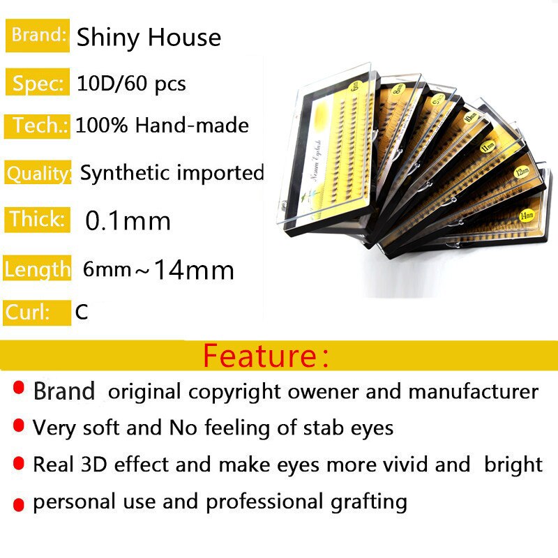 60 Bundles/Box Individual Lashes 0.07/0.1 thick Cluster Eyelash Extension,Natural Style Beam Eyelashes Handmade Eyelash Bundles
