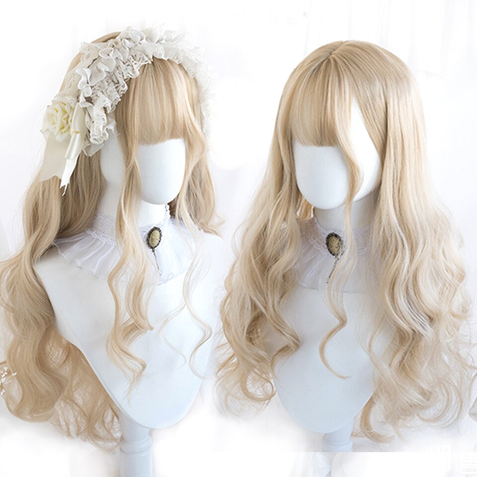 lolita wigs Long straight wigs lady gray blue high temperature resistant synthetic wig cosplay party natural wig