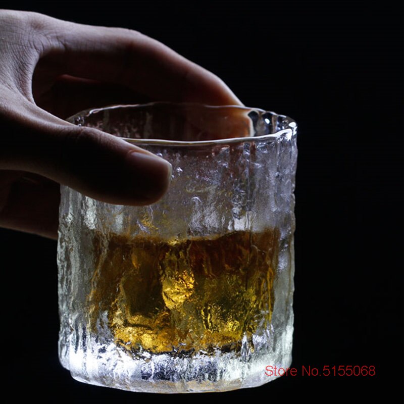 Japanese Glacier Old Fashioned Glass Whisky Cup Crystal Frost Design Scotch Whiskey Tumblers Thick Heavy Rock Wineglass Beer Mug