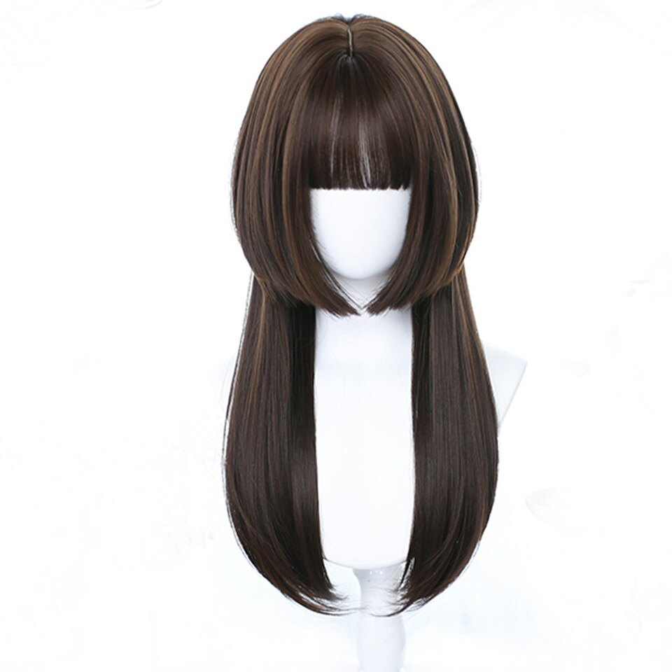 lolita wigs Long straight wigs lady gray blue high temperature resistant synthetic wig cosplay party natural wig