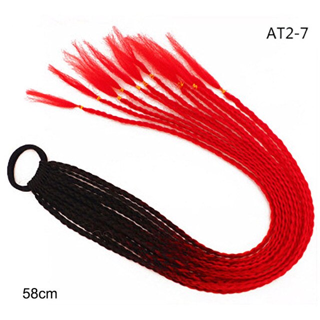 Hair Color Gradient Dirty Braided Ponytail Elastic Hair Band Rubber Headband 60cm