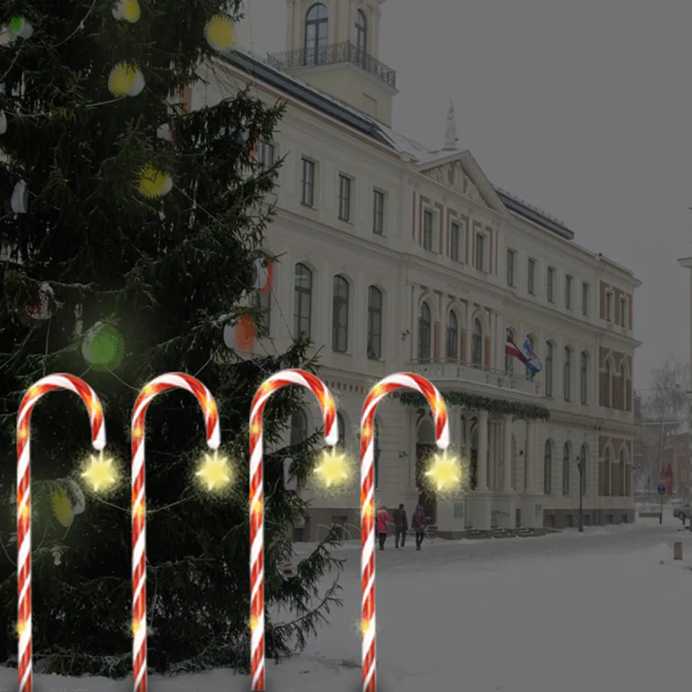 8pcs Outdoor Christmas Decorations Solar Candy Cane Lights Waterproof LED Garden Pathway Lawn Light Xmas New Year's Decor