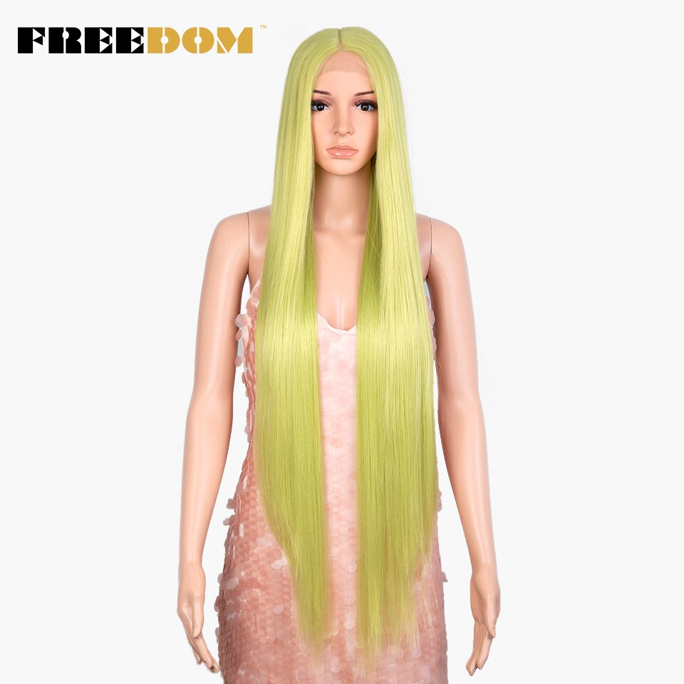 Synthetic Lace  Wigs 38 Inch Long Straight Lace Wig Ombre Pink Red Ginger Blue White Cosplay Wigs For Black Women