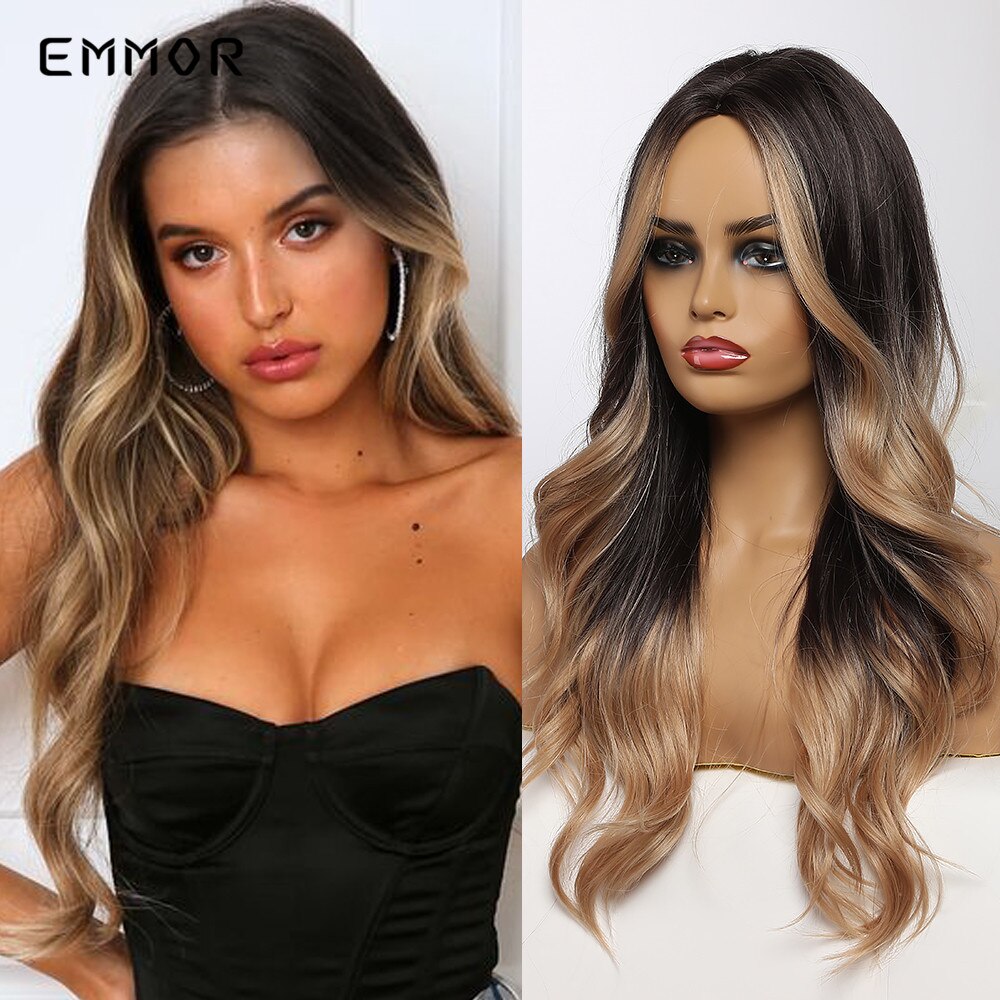 Synthetic Wigs Long Wavy Blonde Natural Hair Wigs for Women Cosplay Wigs Heat Resistant Fiber Hair Wig