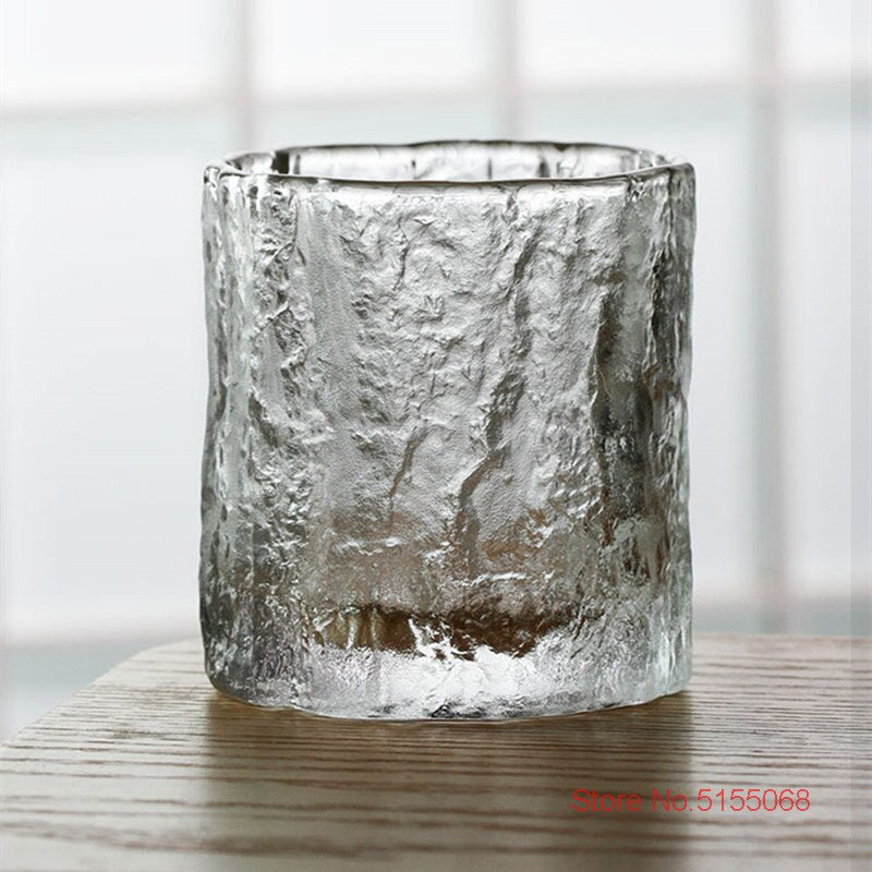 Japanese Glacier Old Fashioned Glass Whisky Cup Crystal Frost Design Scotch Whiskey Tumblers Thick Heavy Rock Wineglass Beer Mug