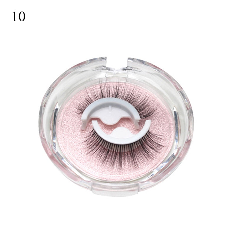1 pair Self-adhesive False Eyelashes Glue Free 3D Strip Reusable Lashes Extension 3 Seconds To Wear Faux Mink Eyelash
