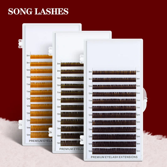 High Quality brown eyelash extensions for salon False lashes 12 lines per tray