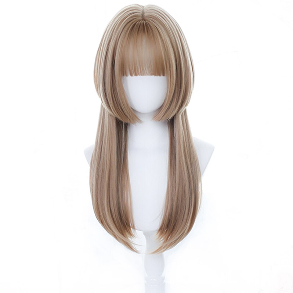 lolita wigs Long straight wigs lady gray blue high temperature resistant synthetic wig cosplay party natural wig