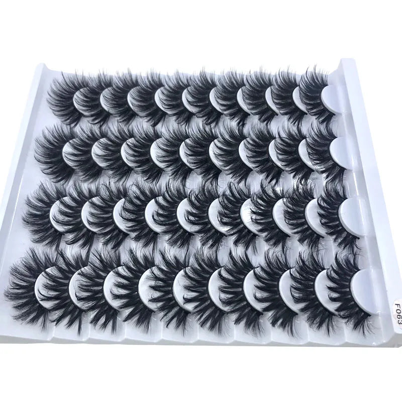 20 Pairs 18-25 mm 3d Mink Lashes Bulk Faux Thick Long Wispy Natural Mink Lashes Pack Short Natural False Eyelashes
