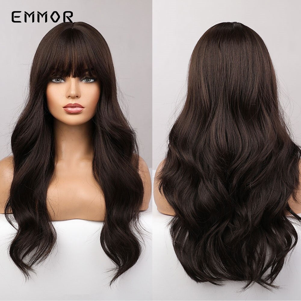 Synthetic Purple Wigs for Women Cosplay Party Lolita Wigs Bangs High Temperature Fiber  Natural  Long Body Wave Hair Wigs