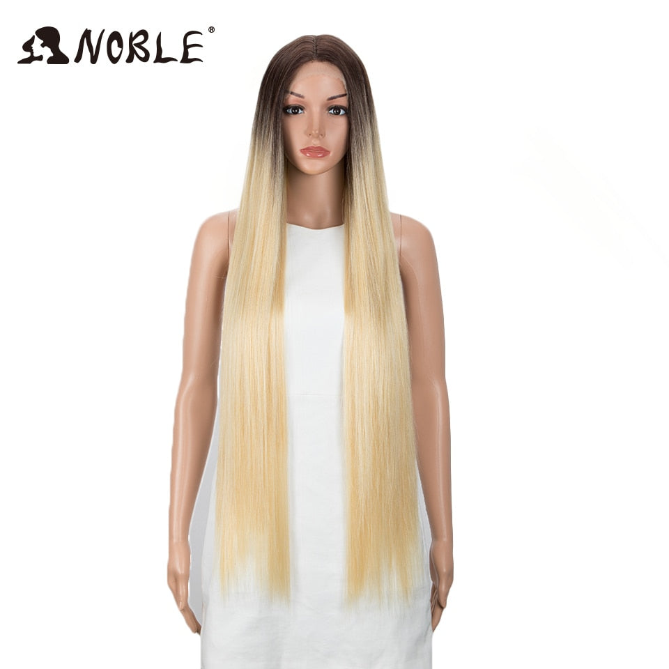 Noble Cosplay Wigs Straight Synthetic Lace WIg 38 Inch Ombre Blonde Lace Wig Cosplay Blonde Synthetic Lace Wig