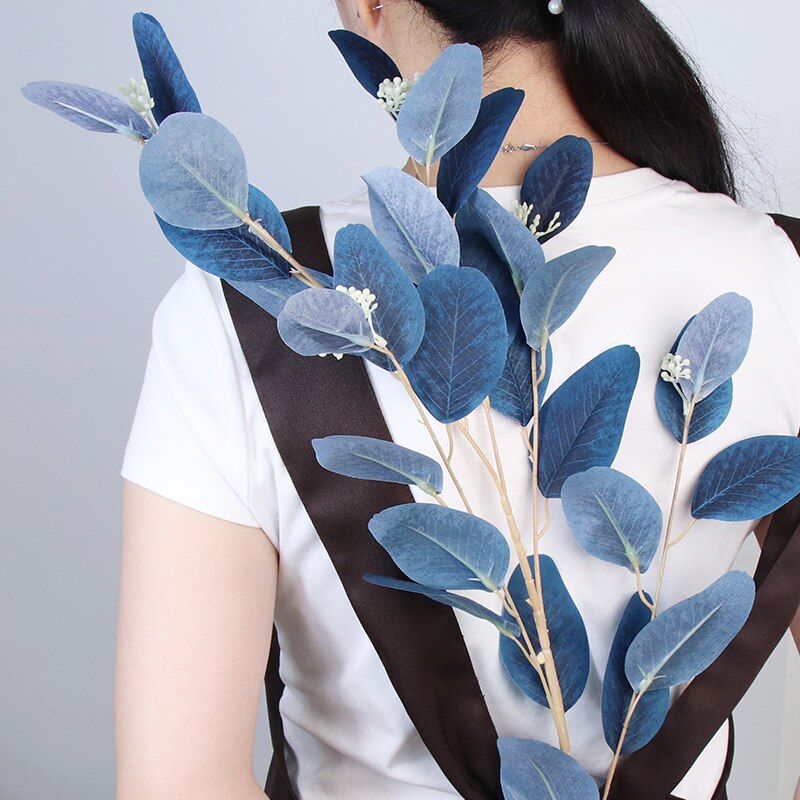 92m Artificial Plants Eucalyptus Long Silver Dollar Leaves Foliage Plant Greenery Fake Plastic Branches Greens Bushes