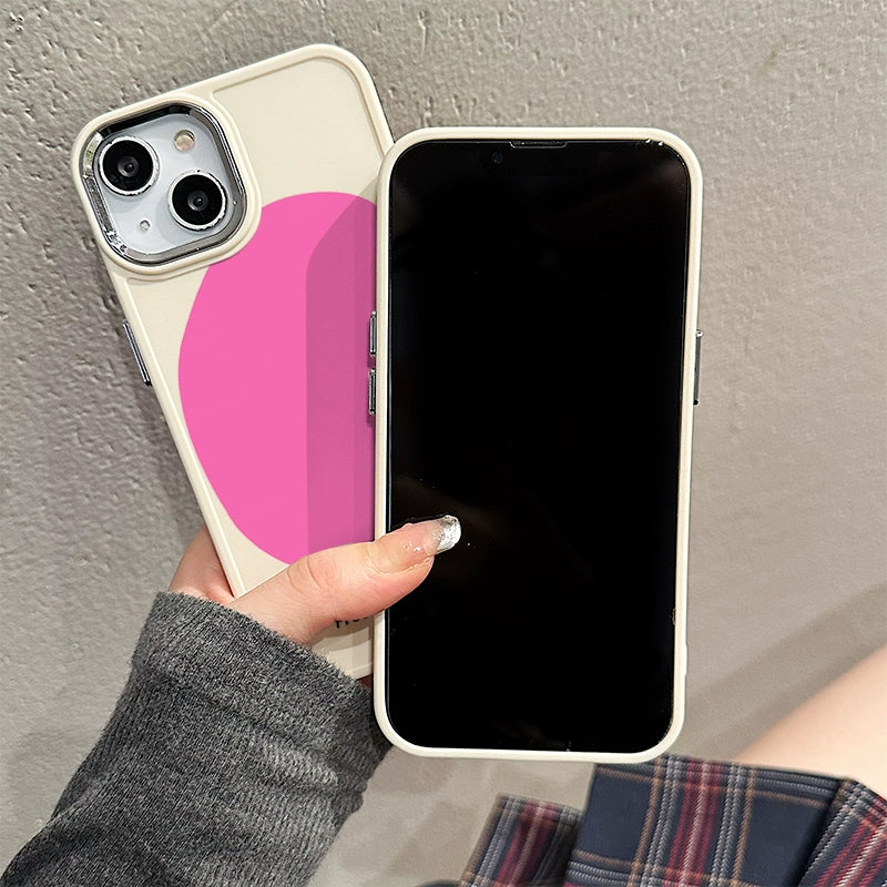 Japanese and Korean Ins Style Geometric Figure Barbie Pink Niche Suitable for Iphone14pro Max Apple 13 Phone Case 12 11 Couple 14plus 14pro Metal Lens