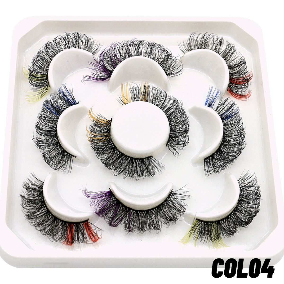 5/8pairs Colored Eyelashes Wispy Mink Lashes Natural Fluffy Cat Eye Lashes Strip 5D False Eyelashes