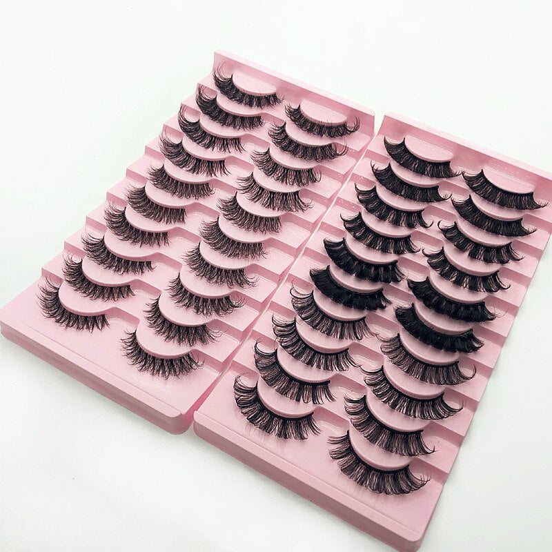 DD curl 10pairs Eyelashes 3D Faux Mink Lashes Volume Handmade False Eyelash Thick Full Strip Cruelty Free EyeLash