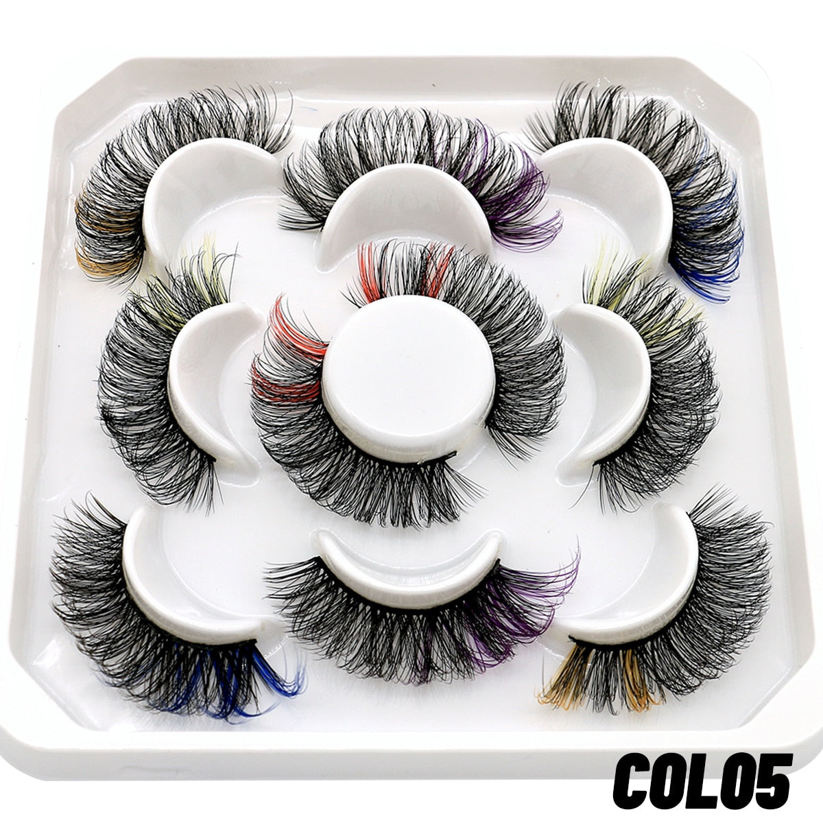 5/8pairs Colored Eyelashes Wispy Mink Lashes Natural Fluffy Cat Eye Lashes Strip 5D False Eyelashes
